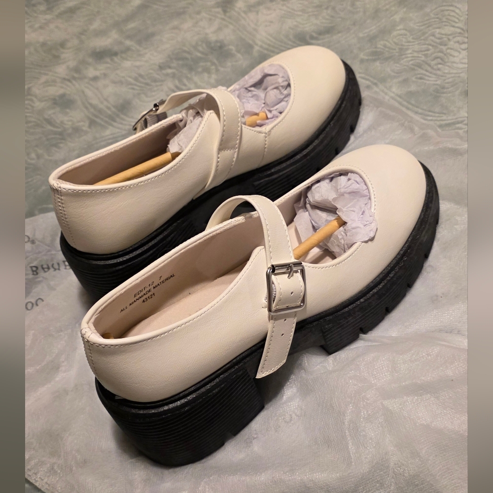 Chuncky Platform Mary Janes White